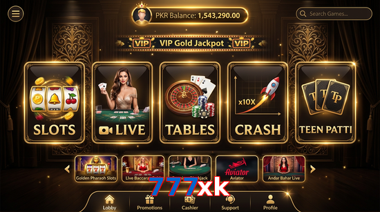 Main screen of 777Xk casino page for PK players