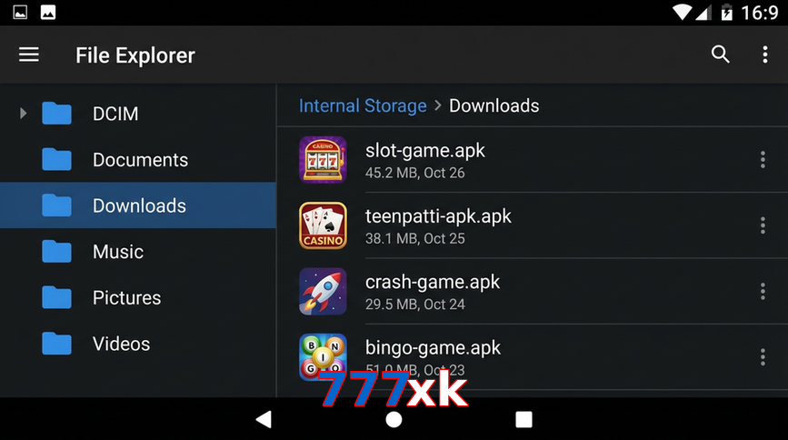 Main screen of 777Xk gameapk page for PK players